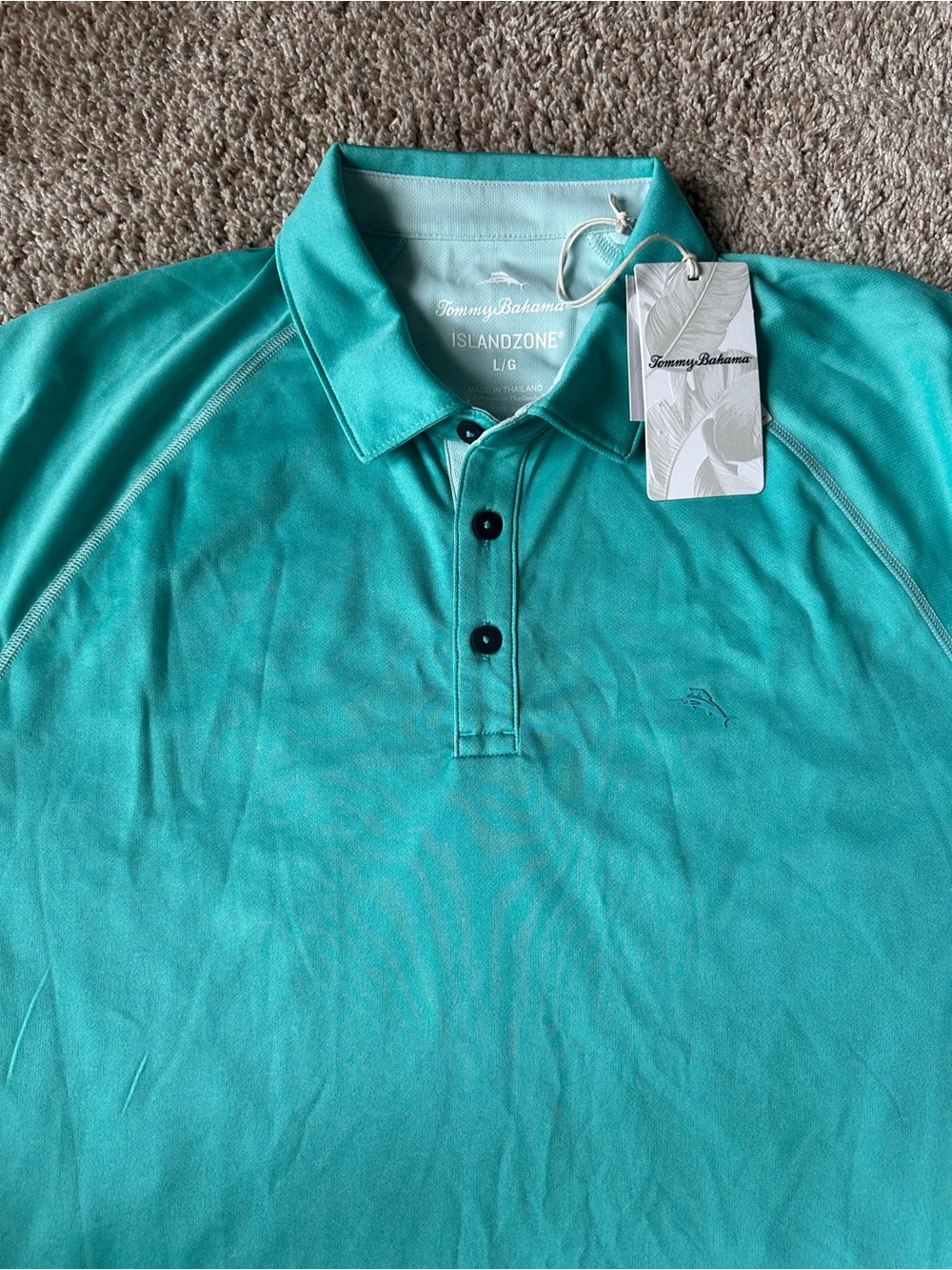 TOMMY BAHAMA MEN’S SHORT SLEEVE POLO -SIZE: L - COLOR: LIGHT SKY - NEW W/TAGS
